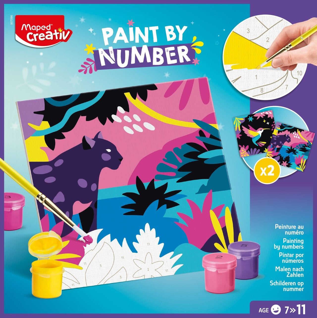 MAPED Creativ – Peinture au numéro Léopard & Oiseau – Kit créatif enfant Maped