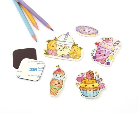 Magnets kawaii personnalisables à colorier pour enfants