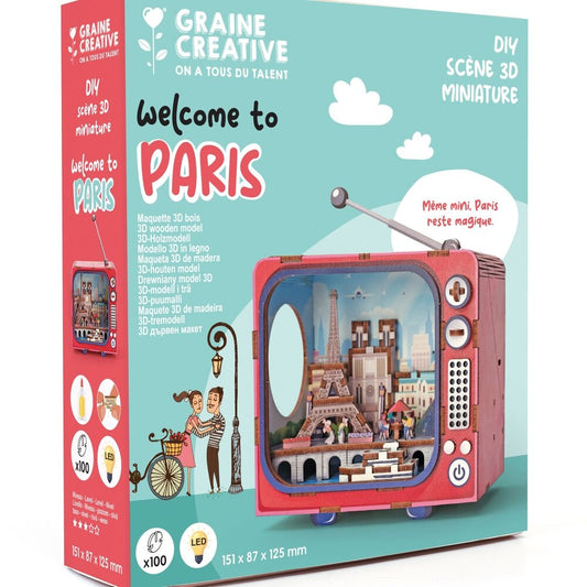 Maquette 3D Bois TV Paris – Mini TV Lumineuse Parisienne à Construire GRAINE CREATIVE