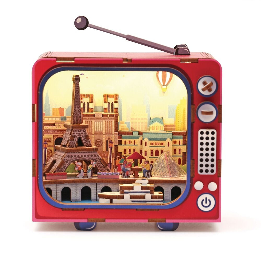Maquette 3D Bois TV Paris – Mini TV Lumineuse Parisienne à Construire GRAINE CREATIVE