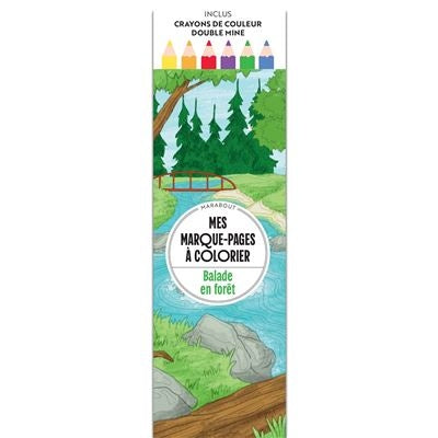 Mes marque-pages à colorier Balade en forêt – Kit créatif avec crayons inclus Editions Marabout