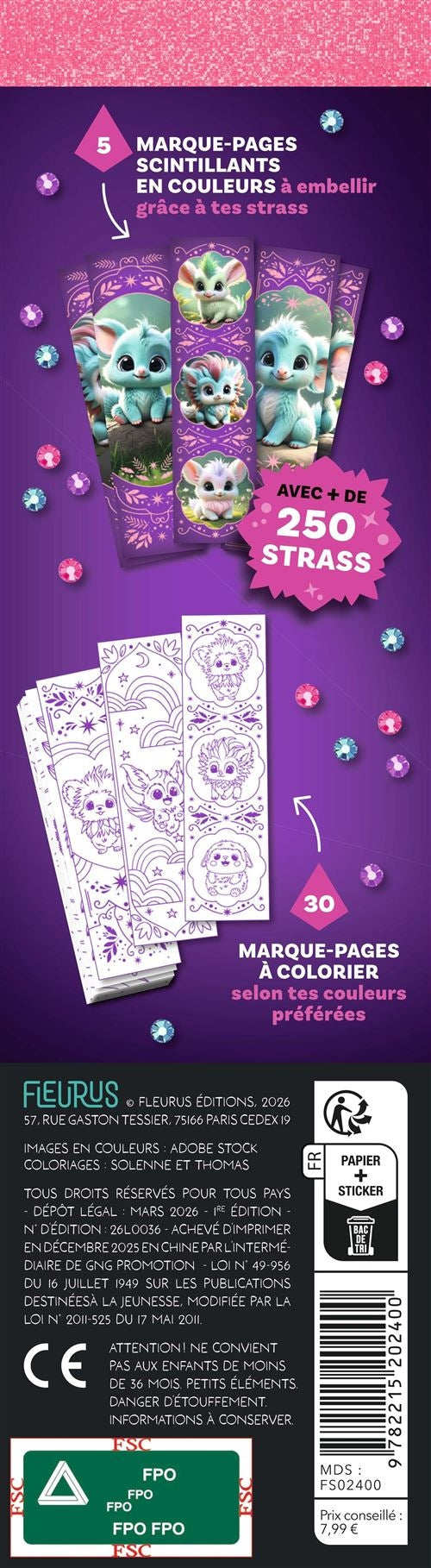 Marque-pages décorés avec des strass colorés