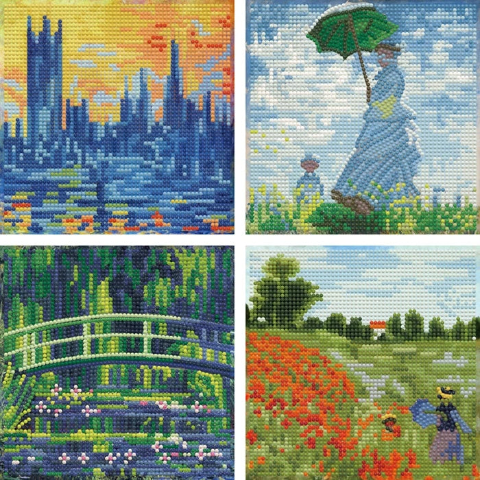 Coffret Mini DOTZ Monet Experience avec quatre Diamond Paintings inspirés de Monet et Renoir