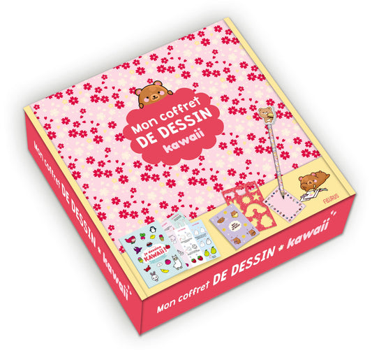 Mon Coffret de Dessin Kawaii – Kit Créatif Complet avec Livre, Stickers et Pochoirs Edition Fleurus