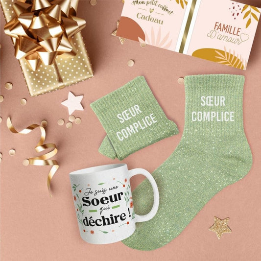 Coffret Cadeau Sœur Complice – Mug & Chaussettes Cocooning JOY!