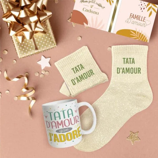 Coffret Cadeau Tata d’Amour – Mug & Chaussettes Pailletées JOY!