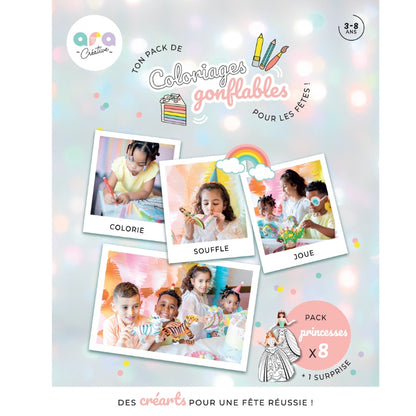 Pack Anniversaire - x8 Princesses Coloriages Gonflables Ara-Créative