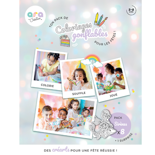 Pack Anniversaire - x8 Sirènes Coloriages Gonflables