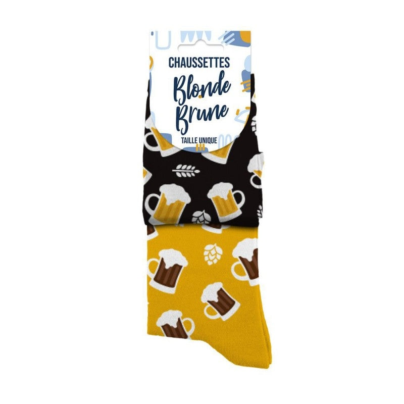 Chaussettes Humoristiques Bière Blonde / Brune – Plats & Boissons Mythiques JOY!