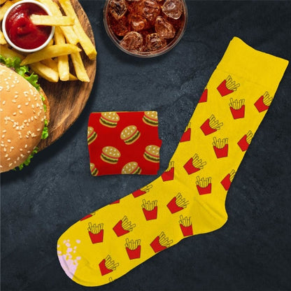 Chaussettes Humoristiques Burger / Frites – Plats & Boissons Mythiques JOY!