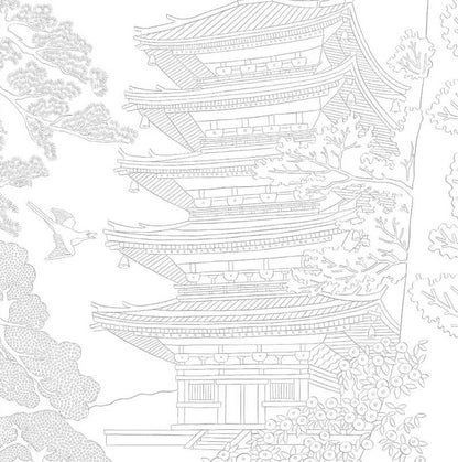 Pages du livre avec illustrations japonaises à colorier