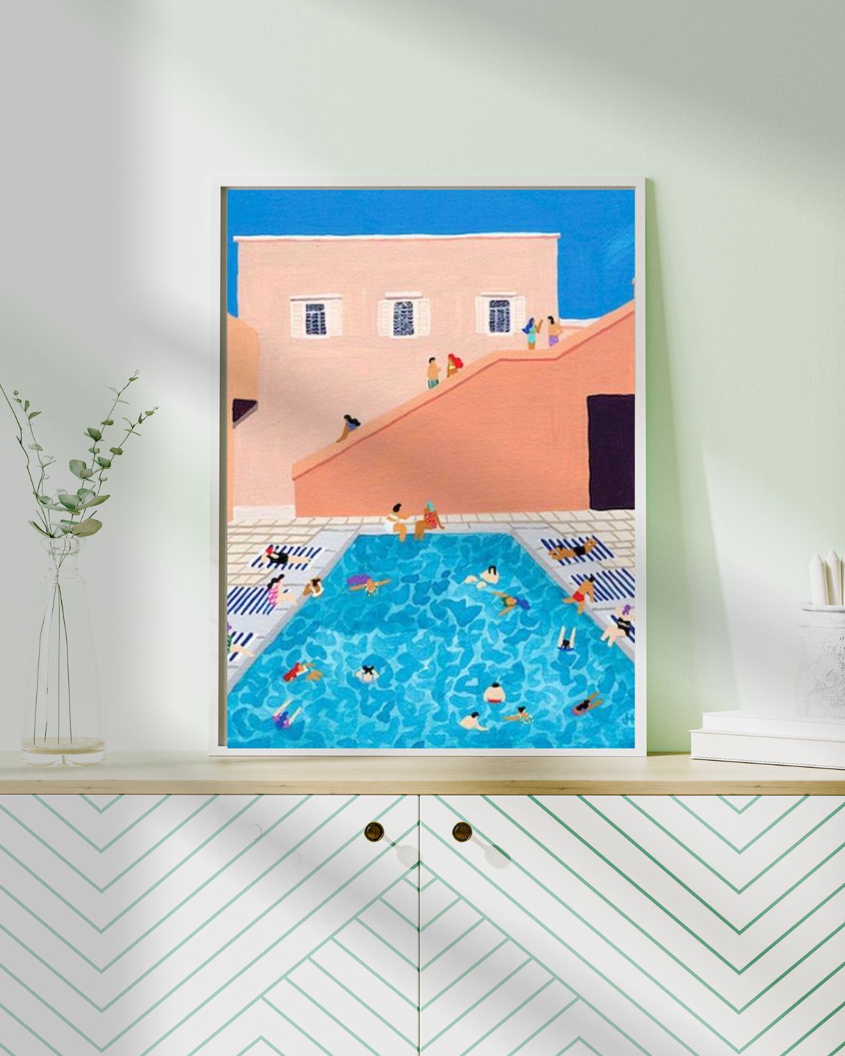 Malen nach Zahlen auf gespannter Leinwand – Poolparty (40 x 50 cm) 🏖️🎨