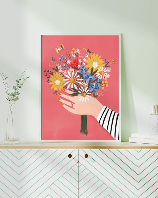 Peinture par numéros Joy! - "Bouquet Bohème" | Toile tendue 20x30 cm JOY!