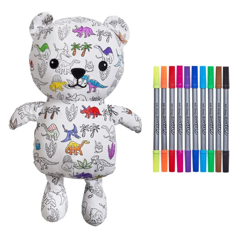 Peluche à colorier Dinosaure Artie Bear – Ours créatif lavable avec feutres eatsleepdoodle EU