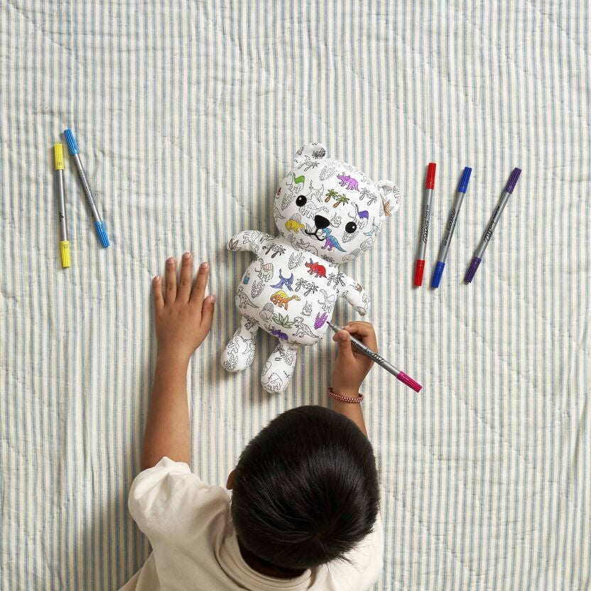 Peluche à colorier Dinosaure Artie Bear – Ours créatif lavable avec feutres eatsleepdoodle EU