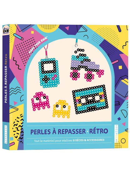 Kit Perles à Repasser Rétro 90's avec 750 perles pour créer 8 accessoires