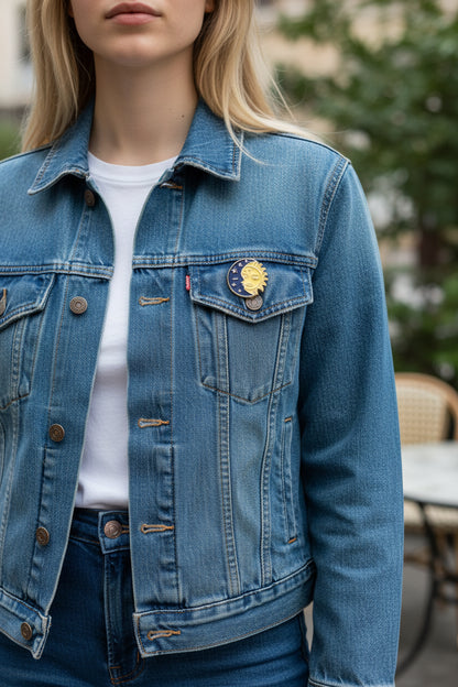 Broche Pin’s Cosmique Lune & Soleil Émaillé – Accessoire Mystique Vintage LA PETITE EPICERIE