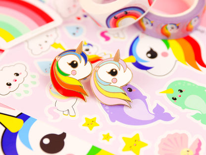 Broche Licorne Pastel Arc-en-ciel – Pin’s Kawaii Émail Doré | Joy Cadeaux Studio Inktvis B.V.