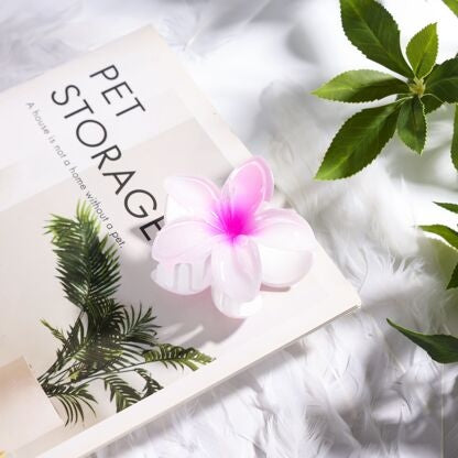 Pince à cheveux fleur rose bonbon ⌀8 cm – Grande pince crabe tendance et féminine JOY!