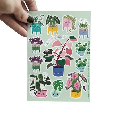 Planche de stickers plantes kawaii – Pink Princess, Monstera & Pilea A6 studio inktvis
