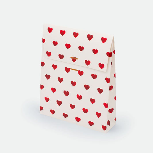 Pochette cadeau Red Hearts taille Large avec nombreux cœurs rouges