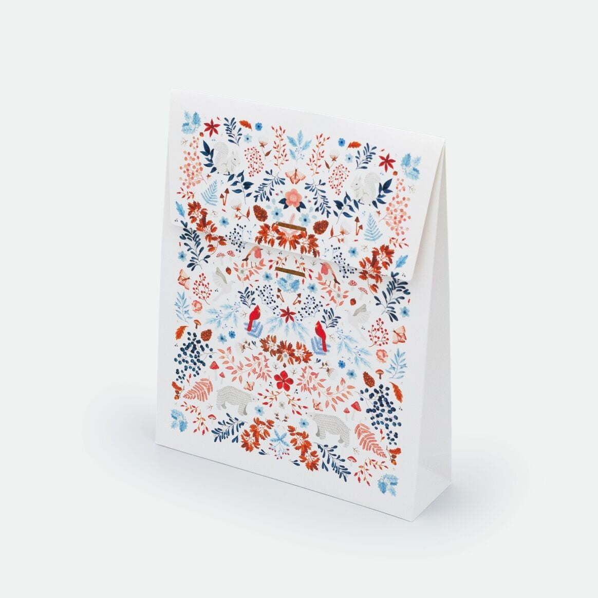 Pochette cadeau White Winter taille Small motif hiver blanc et coloré