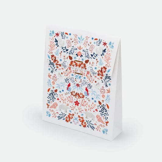 Pochette cadeau White Winter taille Small motif hiver blanc et coloré