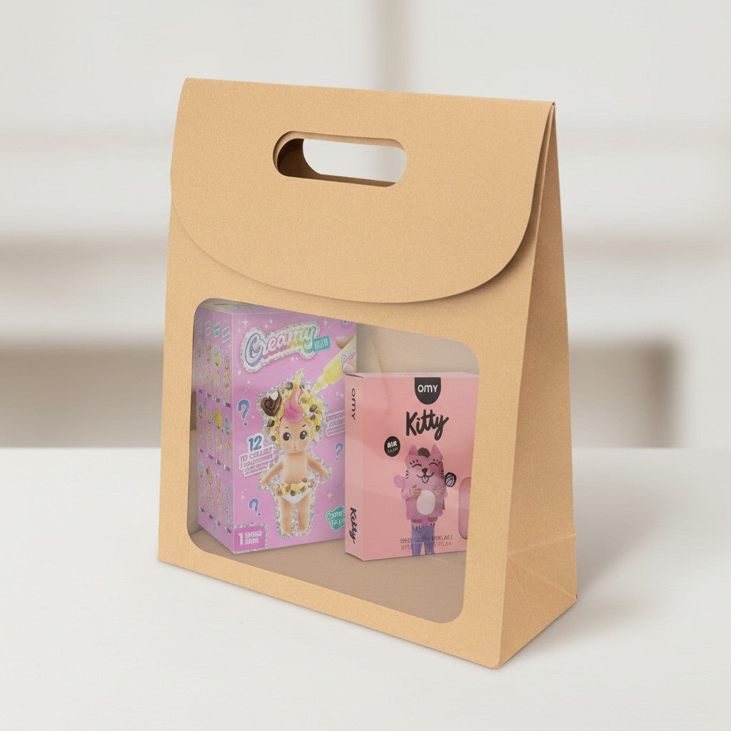 Grande pochette cadeau kraft avec fenêtre – Emballage box cadeau | Joy Cadeaux 32x12x38cm JOY!