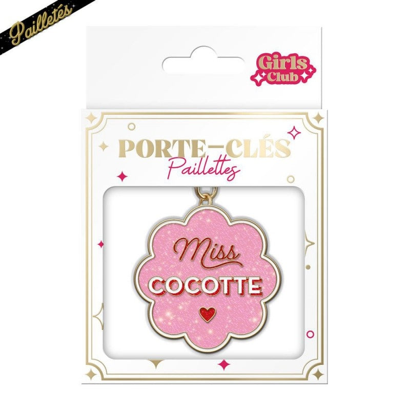 Porte-Clés Paillettes Miss Cocotte – Cadeau Femme Fun & Brillant JOY!