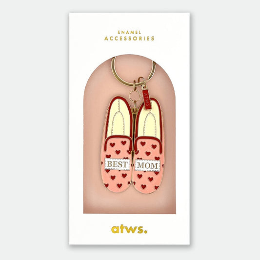 porte clés best mom shoes en émail doré idée cadeau maman