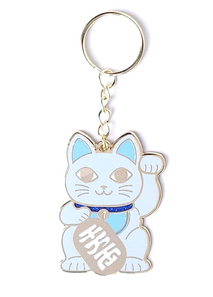 Porte-clés Maneki Neko bleu – Chat porte-bonheur japonais studio inktvis