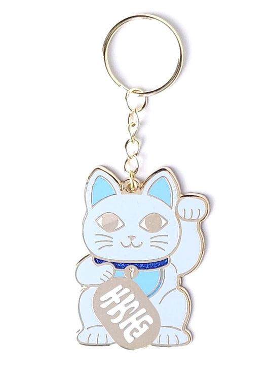 Porte-clés Maneki Neko bleu – Chat porte-bonheur japonais studio inktvis