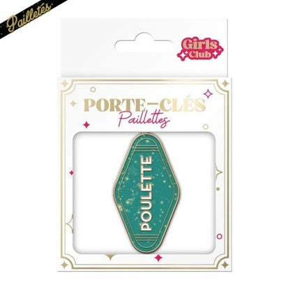 Porte-clés paillettes Poulette – Porte-clés rétro humoristique | Joy Cadeaux JOY!