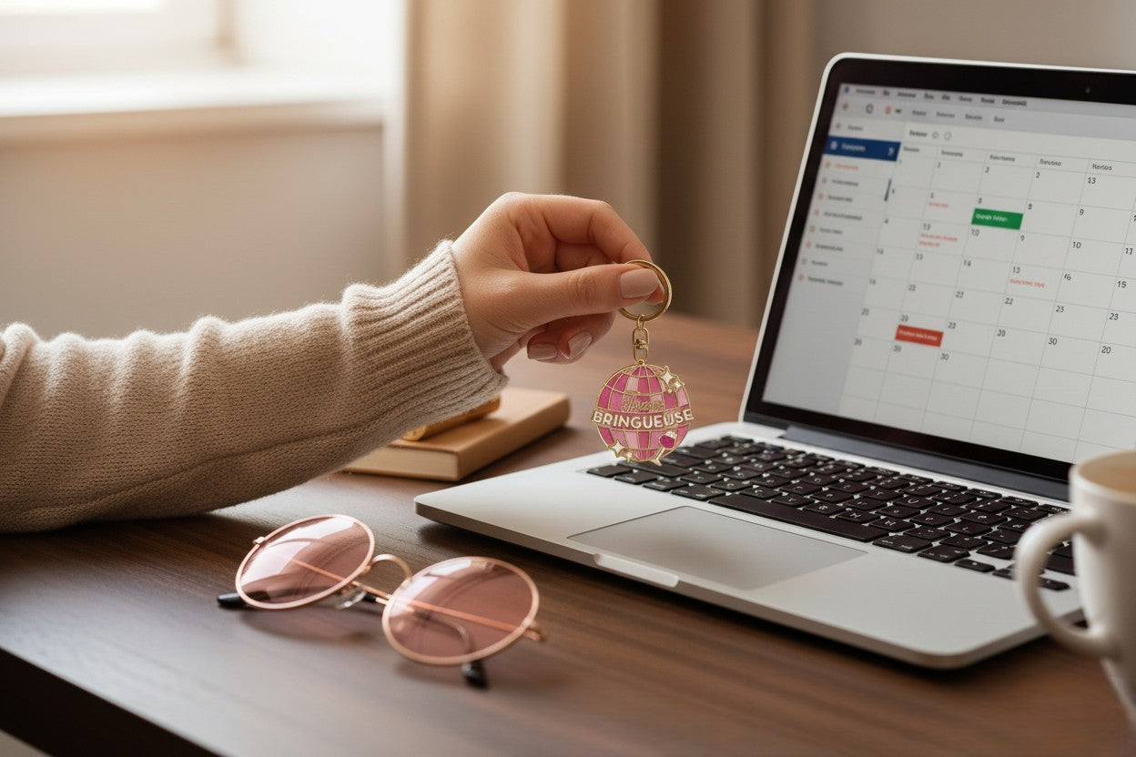 Porte-clés paillettes Team Bringueuse – Accessoire fun rétro | Joy Cadeaux JOY!