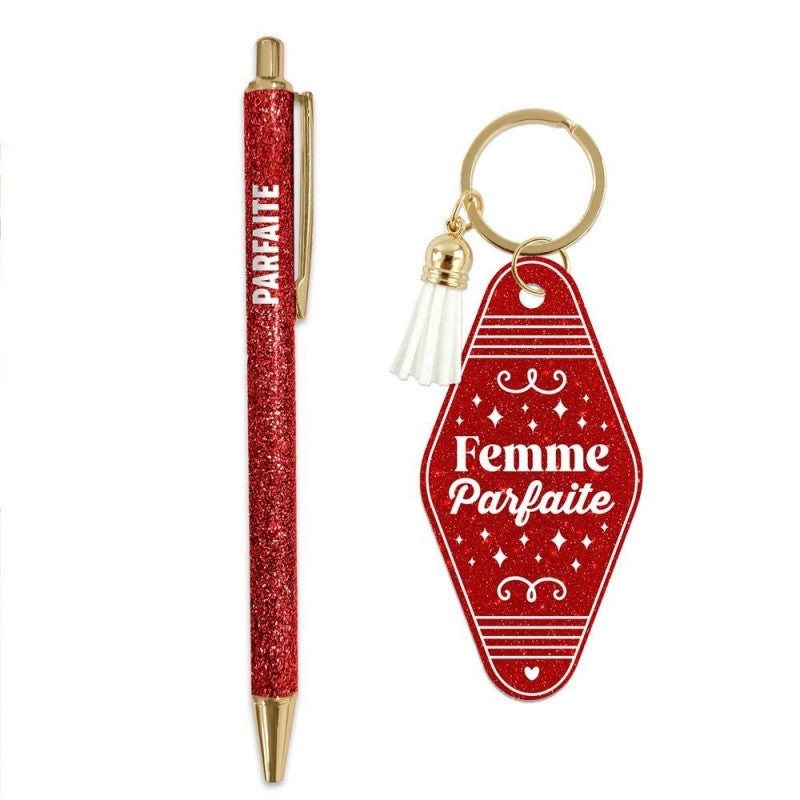 Coffret Duo Paillettes Girls Club Femme Parfaite – Stylo & Porte-Clés Cadeau Femme JOY!