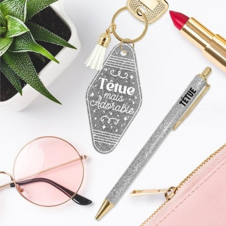 porte clés pailleté têtue cadeau femme original
