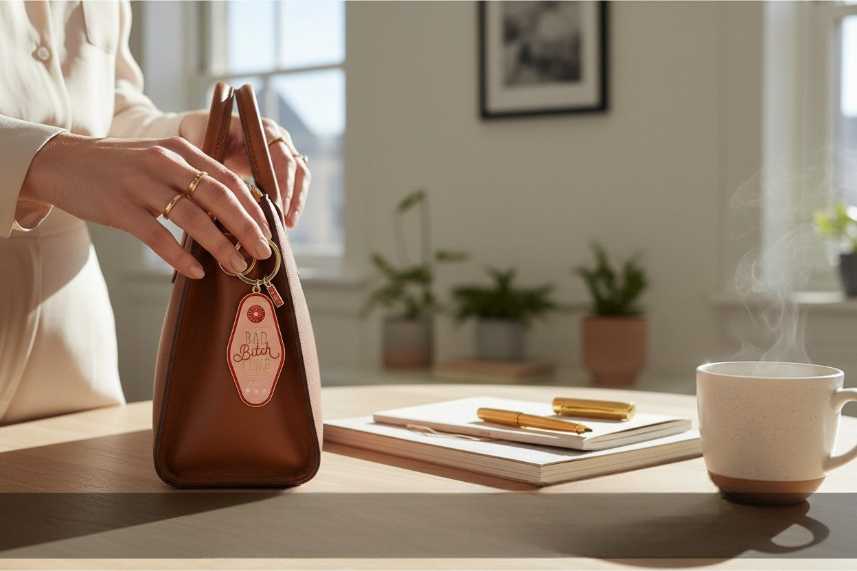 Porte-clés Motel Bad Bitch Club en émail doré – accessoire rétro All the ways to say