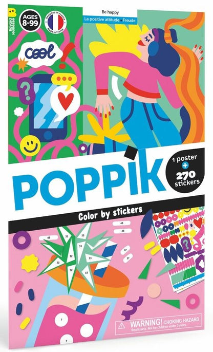 Poster Créatif BE HAPPY ! + 270 Stickers – Activité Ludique dès 8 ans poppik