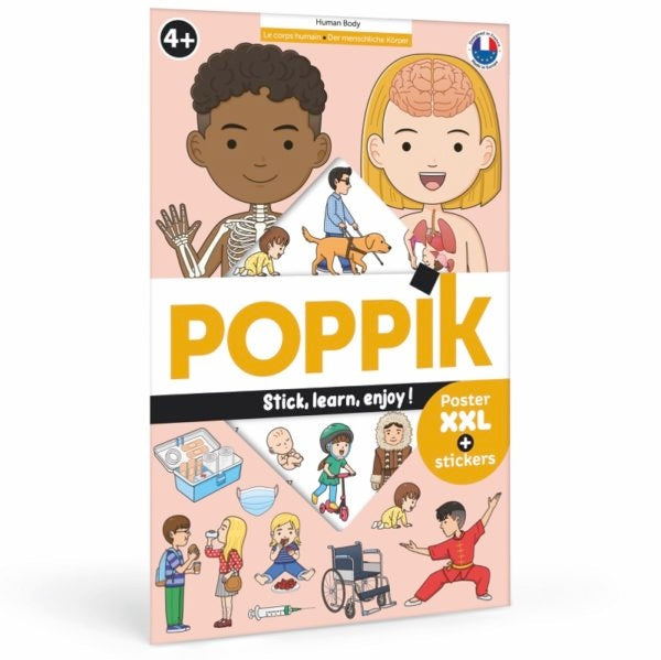 Poster éducatif Corps Humain Poppik – Poster géant à stickers dès 3 ans (bilingue) poppik
