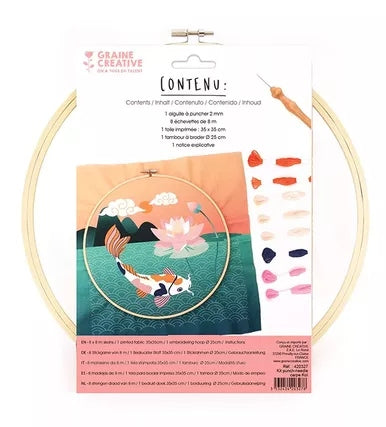 Kit Punch Needle Carpe Koï Ø25 cm – Broderie Relief DIY GRAINE CREATIVE