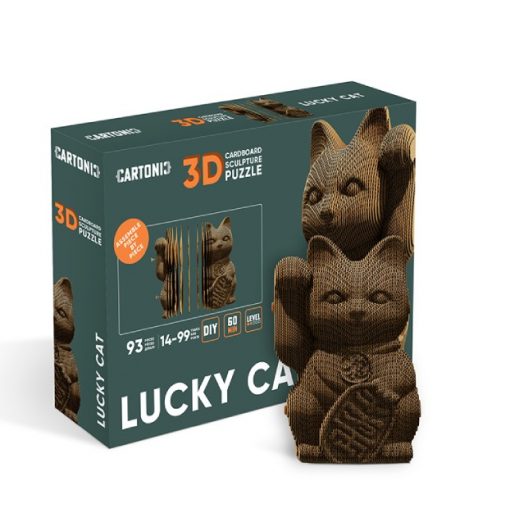 Puzzle 3D Lucky Cat – Sculpture en Carton Recyclé CARTONIC® Cartonic