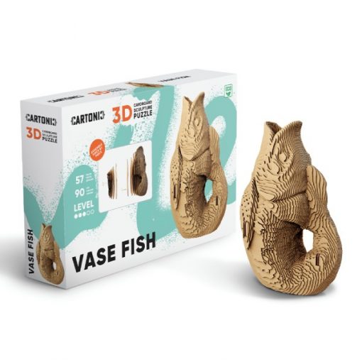 Puzzle 3D Vase Poisson – Sculpture en Carton Recyclé CARTONIC Cartonic