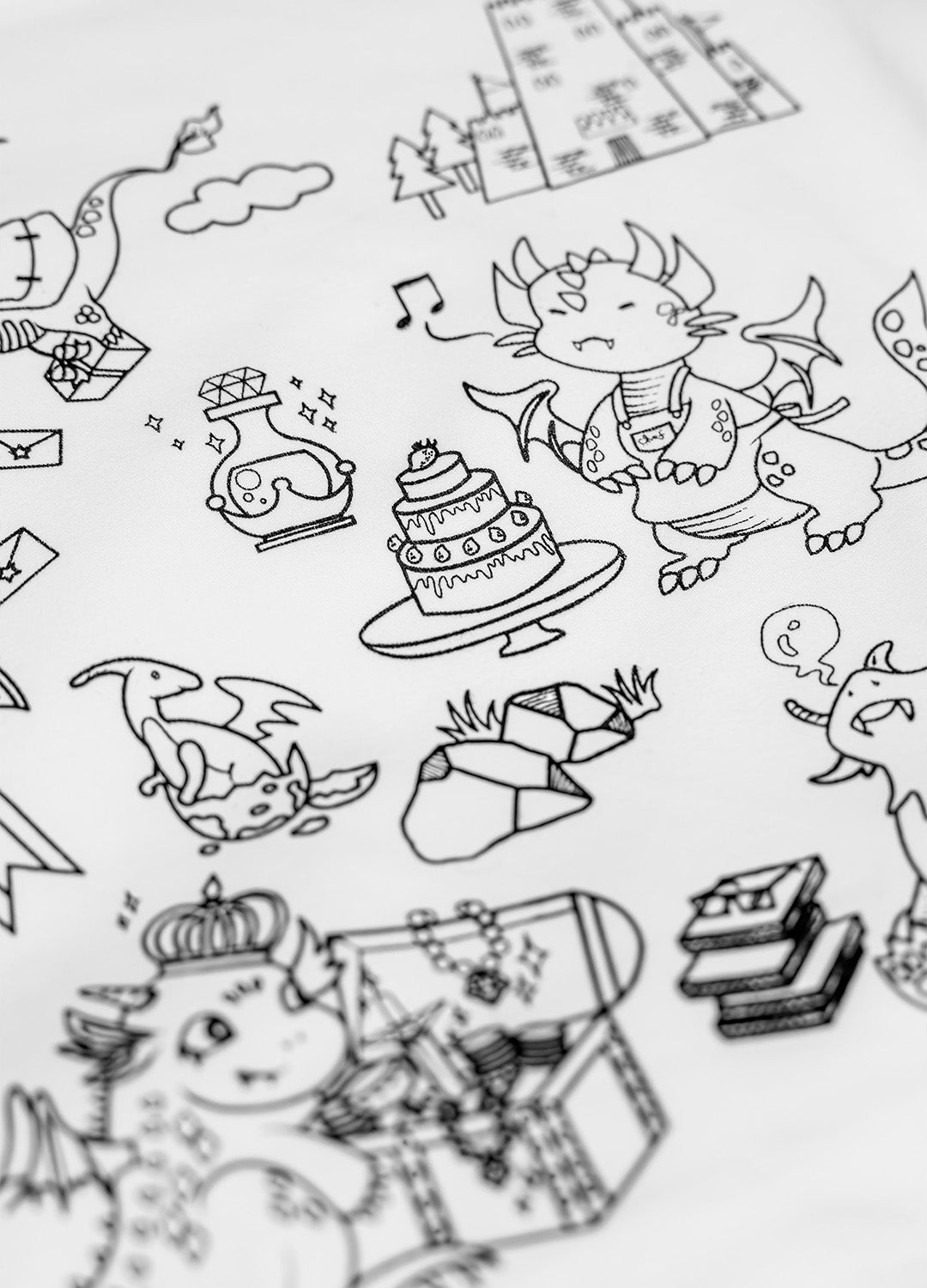  Pyjama enfant coton extensible motif dinosaure noir à colorier