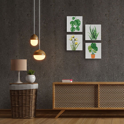 Mini Peinture par Numéros - Kit DIY 20x20cm avec cadre Feuilles Figured'art