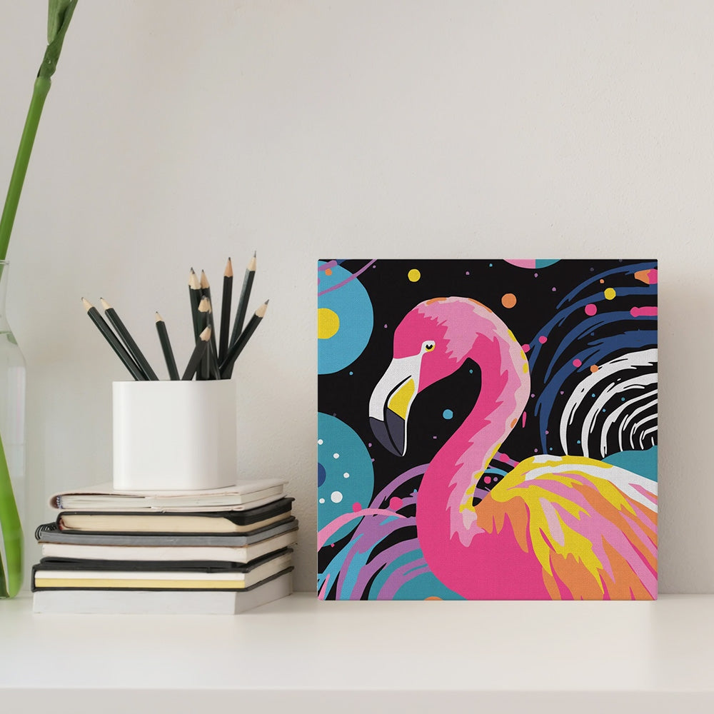 Mini Malen nach Zahlen - DIY-Kit 20x20cm mit Rahmen Flamingo Rosa Abstrakt Pop Art