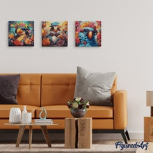 Mini Peinture par Numéros 20x20cm avec cadre Oiseau fantaisie et des fleurs Figured'art