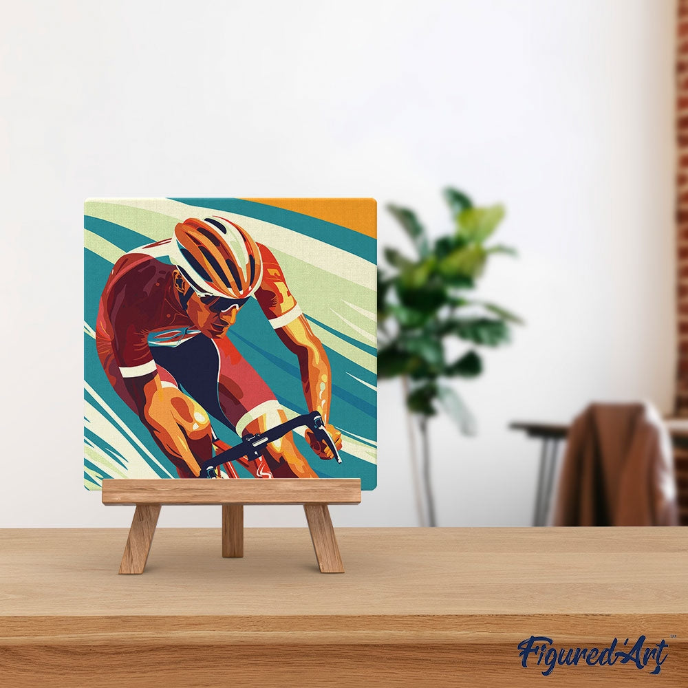 Mini Malen nach Zahlen 20x20cm mit Rahmen Sportplakat Radsport