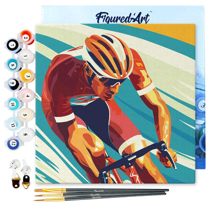 Mini Peinture par Numéros 20x20cm avec cadre Affiche sportive Cyclisme Figured'art