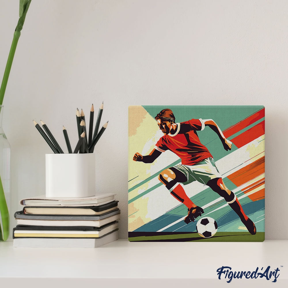 Mini Malen nach Zahlen 20x20cm mit Rahmen Sportplakat Fußball