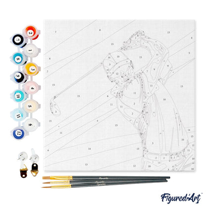 Mini Peinture par Numéros 20x20cm avec cadre Affiche sportive Golf Figured'art